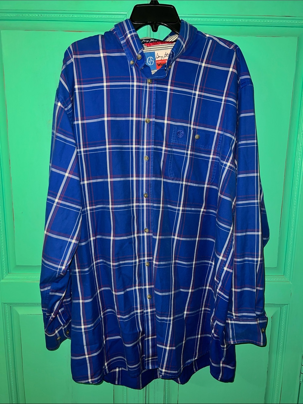 Vintage Blue Plaid Western George Strait Button-Down Shirt - Casual Men’s Shirt